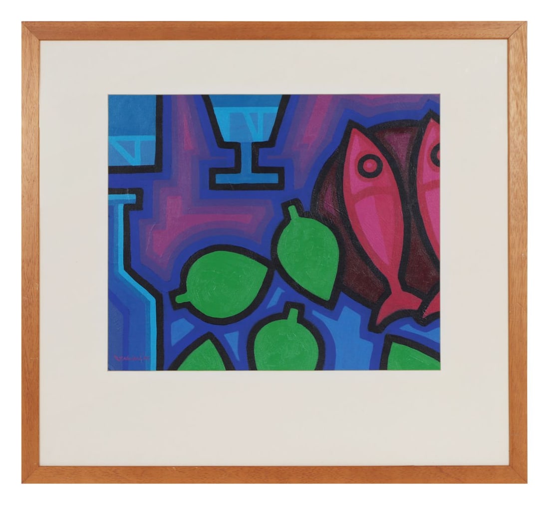 JOHN NOLAN (B. 1958): Title: Fish (2001)Medium: Acrylic on BoardSignature: Signed and Dated Lower LeftProvenance: Private CollectionFramed