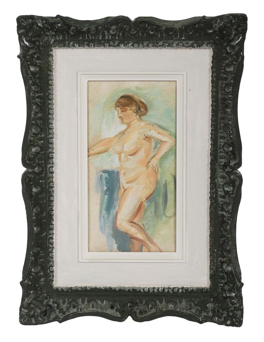 STELLA STYEN (1907 - 1987): Title: Female NudeMedium:Oil on BoardSignature: Unsigned; Inscribed VersoProvenance: Private CollectionFramed