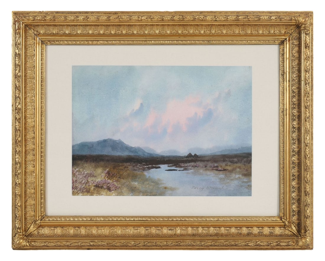 WILLIAM PERCY FRENCH (1854 - 1920): Title: Where the Mountains of Mourne Sweep Down to the Sea (1919)Medium: WatercolourSignature: Signed Lower Right and Inscribed with Musical Bar by Houston Collison VersoProvenance: Acquired by the