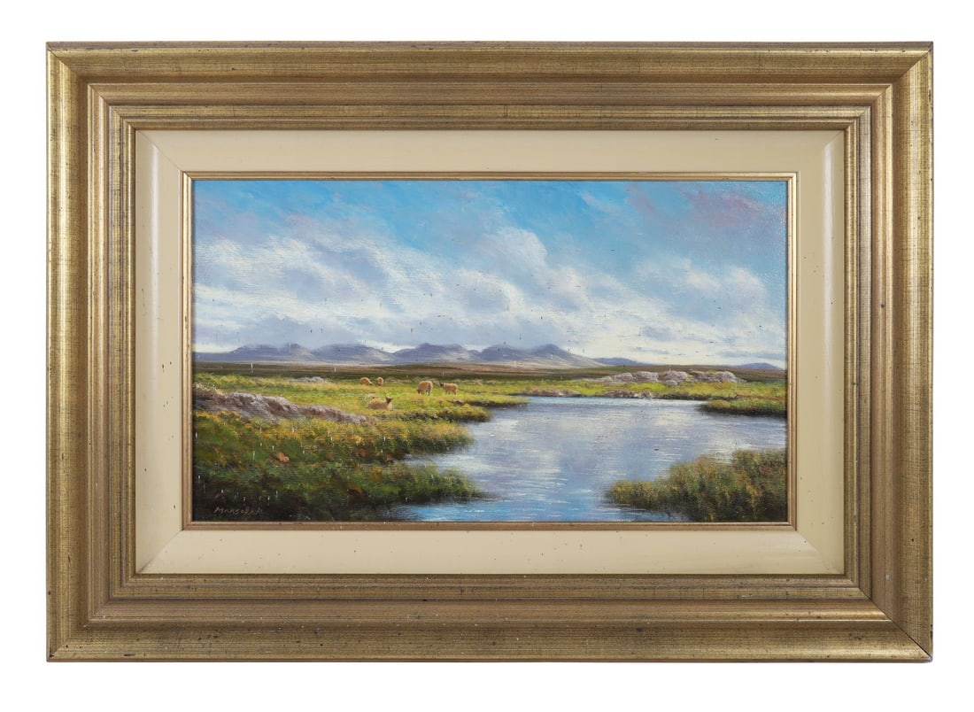 GERARD MARJORAM (1936 - 2024): Title: Roundstone Bog, ConnemaraMedium: Oil on Canvas Signature: Signed Lower Left and Titled VersoProvenance: Private CollectionFramed