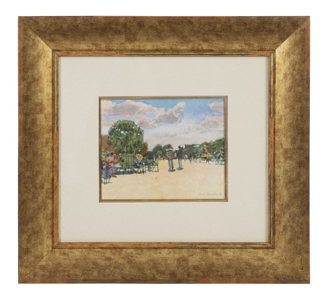 KEN HOWARD RA RWS ROI NEAC (1932 - 2022): Title: Luxembourg GardensMedium: WatercolourSignature: Signed Lower Right and Inscribed VersoProvenance: Arthur Ackerman and Peter Johnson Ltd., London (Label Verso); Private CollectionFramed