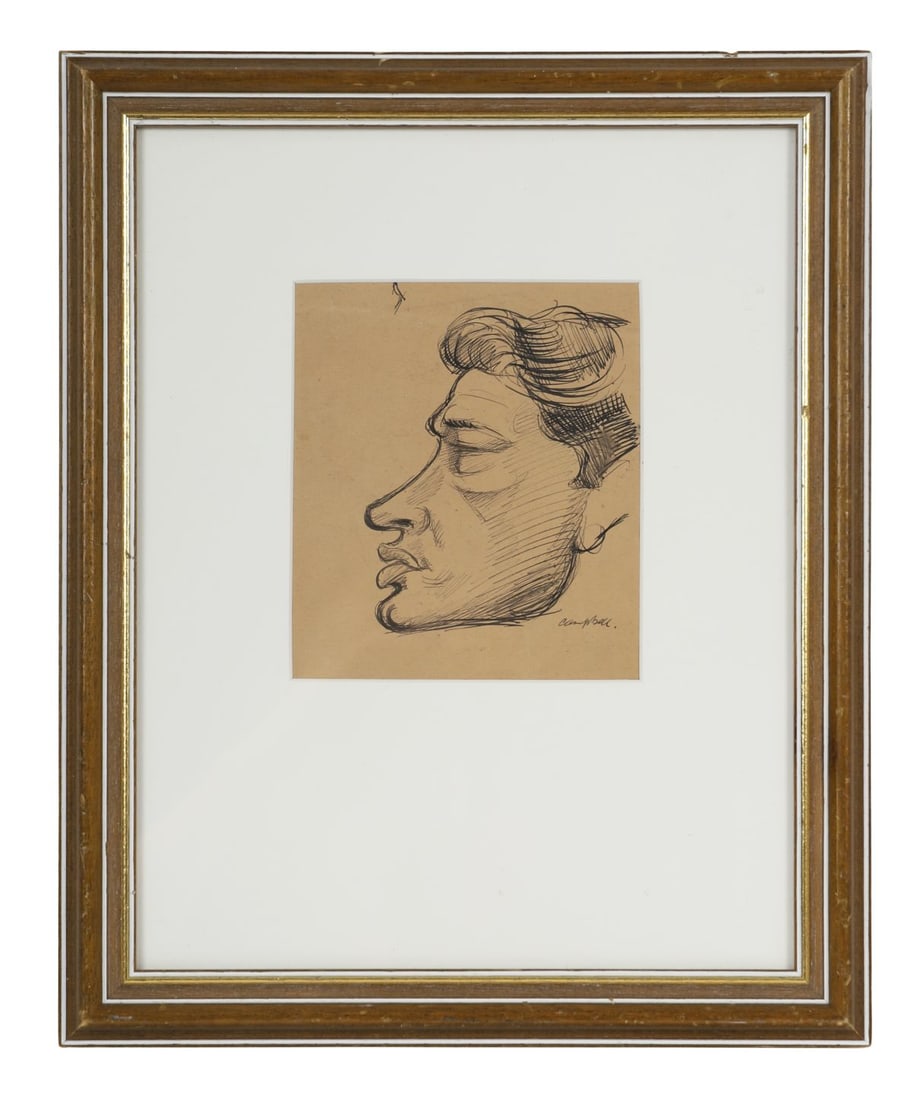 GEORGE CAMPBELL RHA (1917 - 1979): Title: Profile of a GentlemanMedium: Pencil Sketch (Second Image Verso)Signature: Signed Lower RightProvenance: Private CollectionFramed