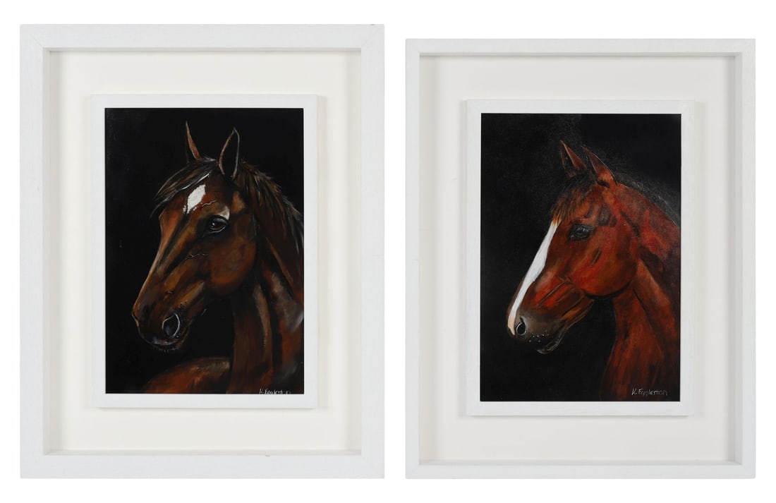 KATE EGGLESTON (CONTEMPORARY): Title: Horse Studies (Pair)Medium: Oil on BoardSignature: Each Signed Lower RightProvenance: Private CollectionFramed