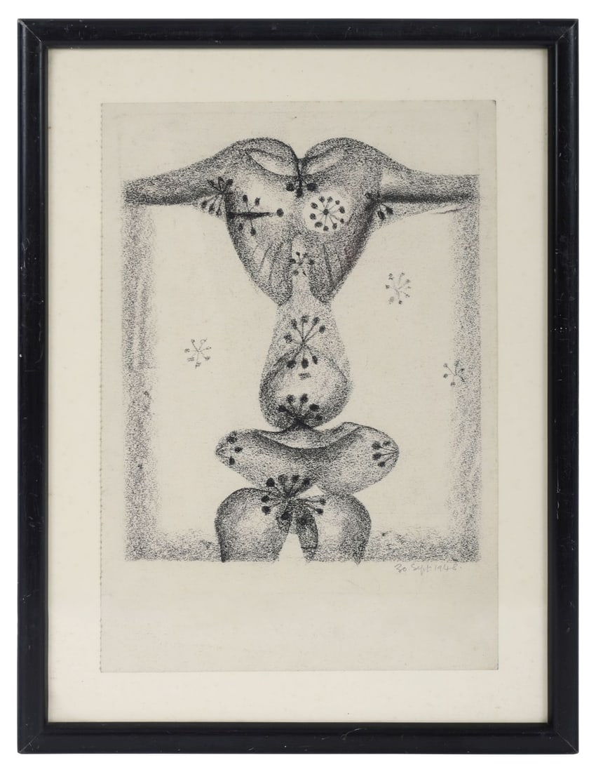 COLIN MIDDLETON RHA RUA MBE (1910 - 1983): Title: Connections (1948)Medium: Charcoal on Paper Signature: Unsigned; Studio Sale Stamp Verso; Dated Lower RightProvenance: The Artist's Studio Sale, Christie's, London, 4 October 1985, Lot 41
