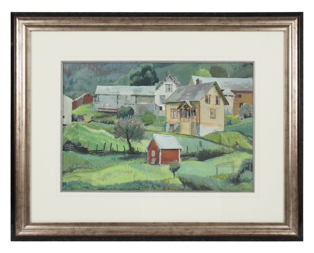 BEA ORPEN HRHA (1913 - 1980): Title: Hillside FarmMedium: Mixed MediaSignature: Signed Lower RightProvenance: Private CollectionFramed