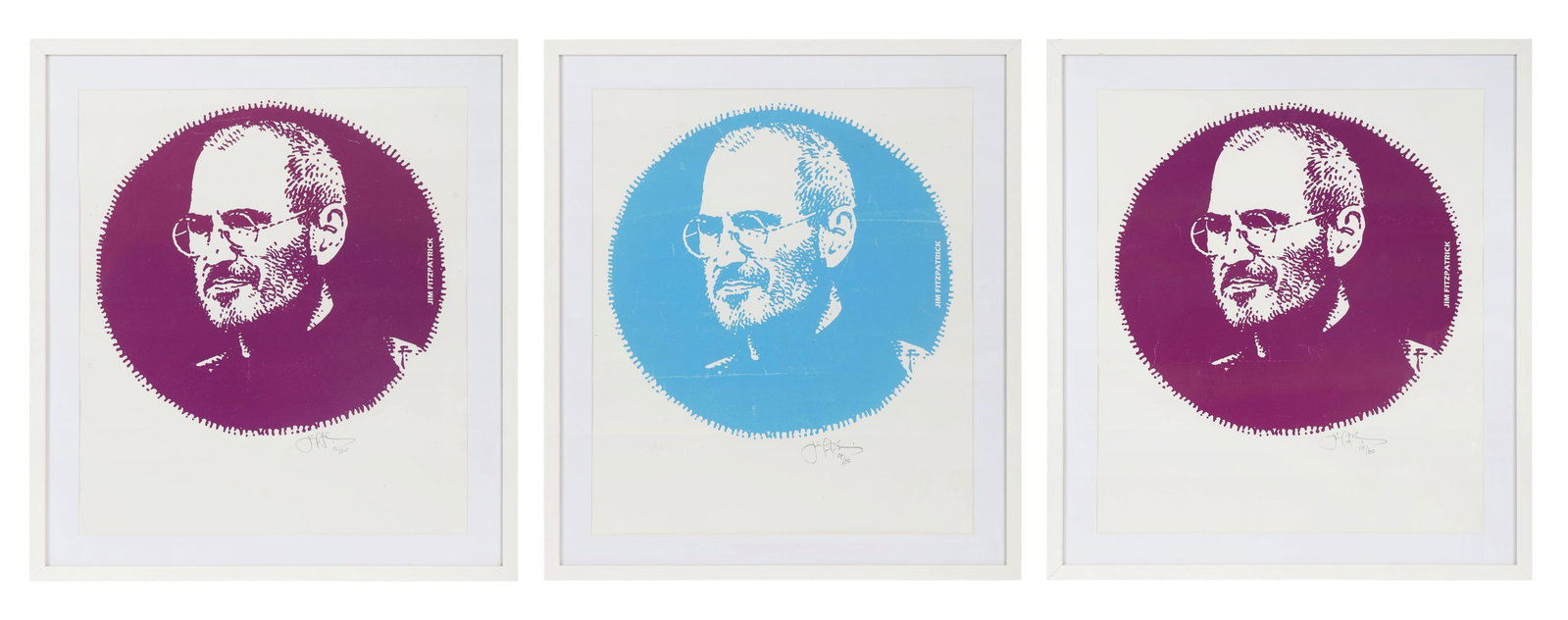 JIM FITZPATRICK (B. 1946): Title: Steve Jobs (Set of Three)Medium: Limited Edition Prints (Purple: 02/60, Blue: 07/60, Blue: 19/60)Signature: Each Signed and Numbered Lower Centre RightProvenance: Commissioned for Web Summit,
