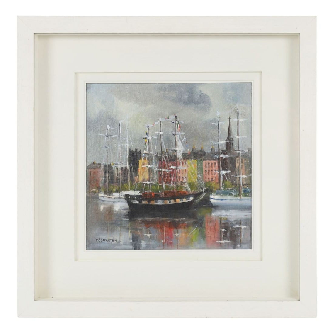 PAT O'BREARTUIN (20TH / 21ST CENTURY): Title: Ships in the HarbourMedium: Oil on CanvasSignature: Signed Lower LeftProvenance: Private CollectionFramed