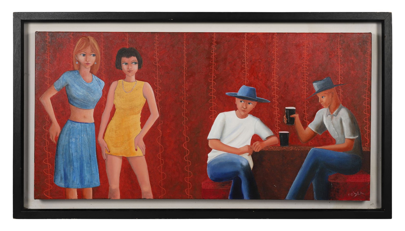 FRANK O'DEA (20TH / 21ST CENTURY): Title: Ladies Night OutMedium: Oil on CanvasSignature: Signed Lower Right and Inscribed VersoProvenance: Private CollectionFramed