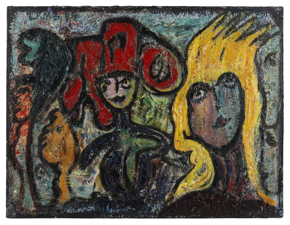MATT LAMB (IRISH / AMERICAN, 1932 - 2012): Title: Figures (1994)Medium: Mixed Media on CanvasSignature: Unsigned; Dated on Stretcher VersoProvenance: Private CollectionFramed