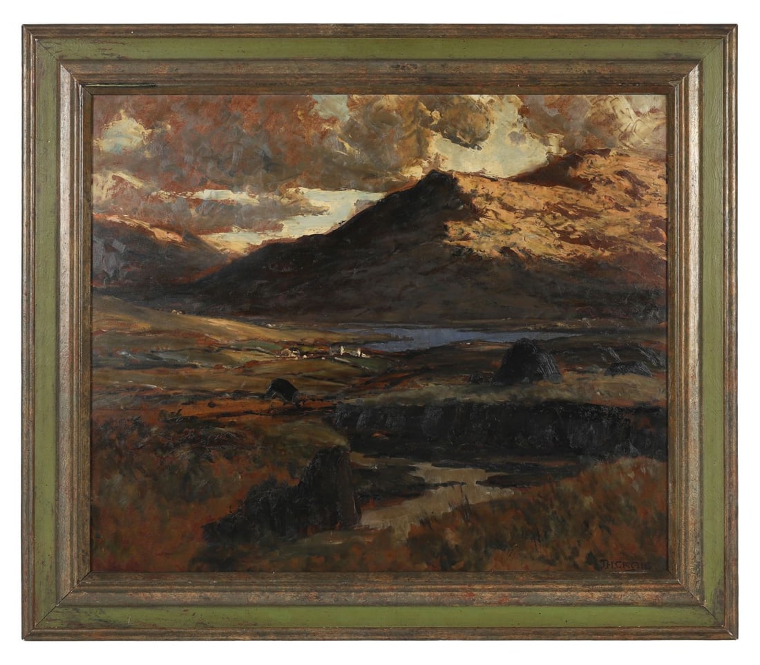 JAMES HUMBERT CRAIG RHA RUA (1877 - 1944): Title: Peat Stacks, ConnemaraMedium: Oil on BoardSignature: Signed Lower RightProvenance: Private CollectionFramed
