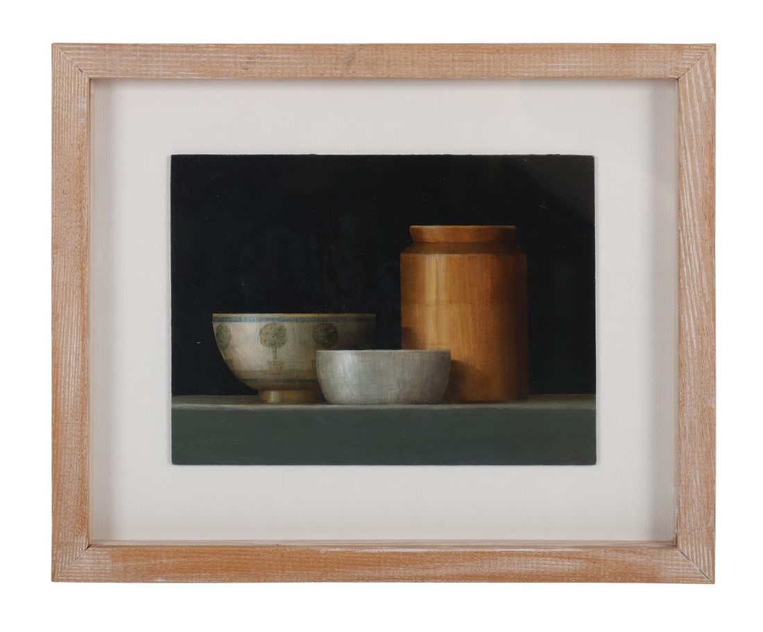 TRUDIE MOONEY (B. 1961): Title: Still Life with Topiary Bowl (2002)Medium: Oil on BoardSignature: Signed Lower Right and Inscribed on Labels VersoProvenance: The Solomon Gallery, Dublin (Label Verso), Where acquired by the
