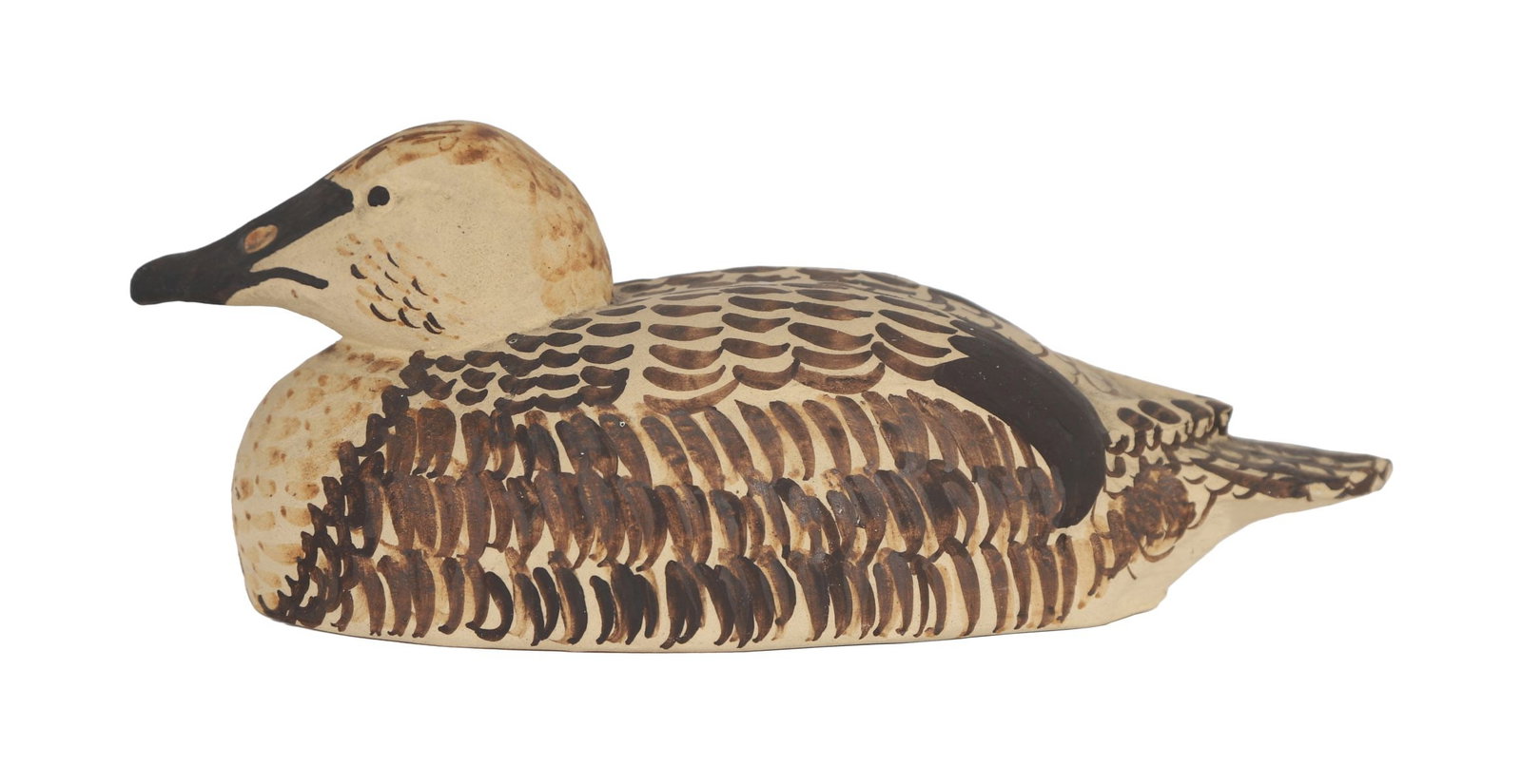 OISIN KELLY RHA (1915 - 1981): Title: Eider Sea DuckMedium: Hand-Painted CeramicSignature: Stamped 'Kilkenny Pottery, Ireland' on UndersideProvenance: The Kilkenny Design Workshops (Stamped on Underside); Private Collection