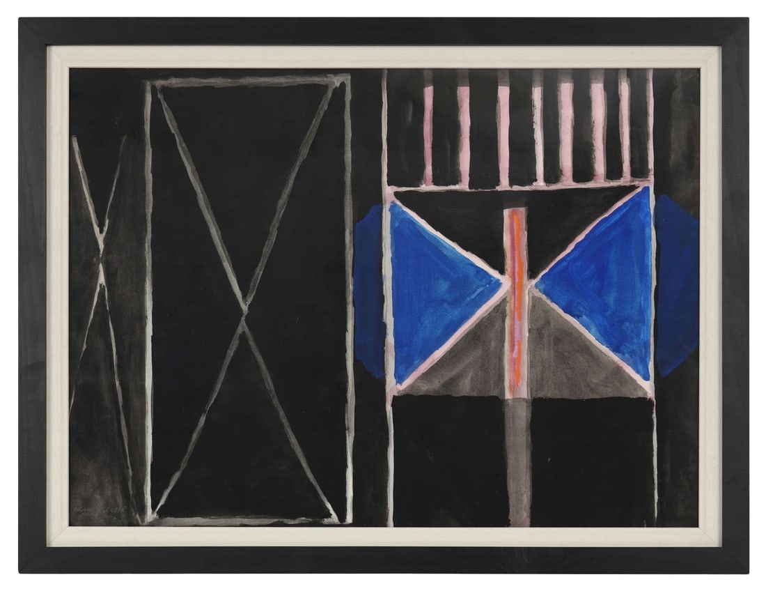 HENRY CLIFFE (1919 - 1983): Title: Blue / Black (1973)Medium: Gouache Signature: Signed and Dated Lower Left; Inscribed on Label VersoProvenance: Private CollectionFramed
