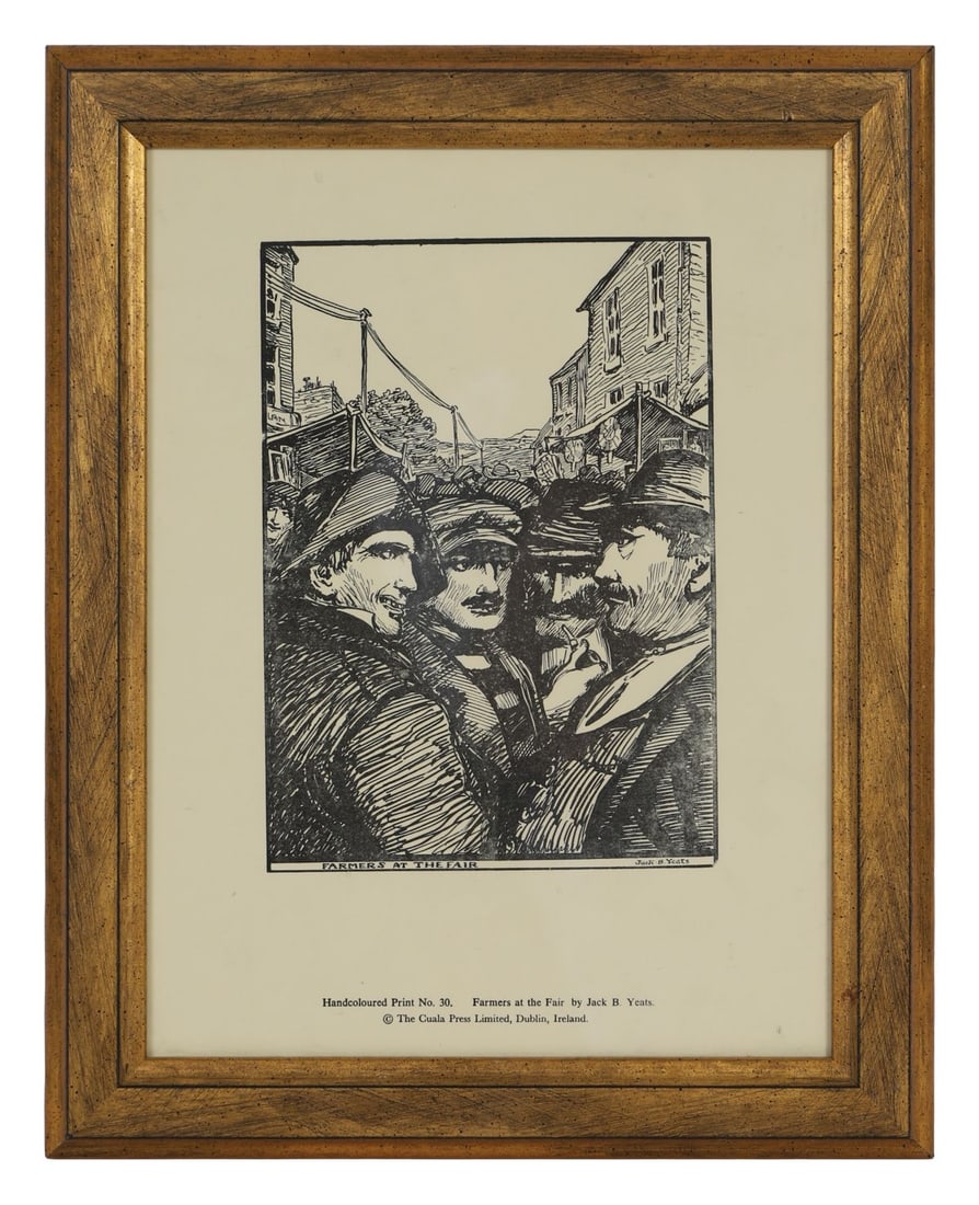 JACK BUTLER YEATS RHA (1871 - 1957): Title: Farmers at the FairMedium: Hand-Coloured Cuala Press PrintSignature: UnsignedProvenance: Private CollectionFramed