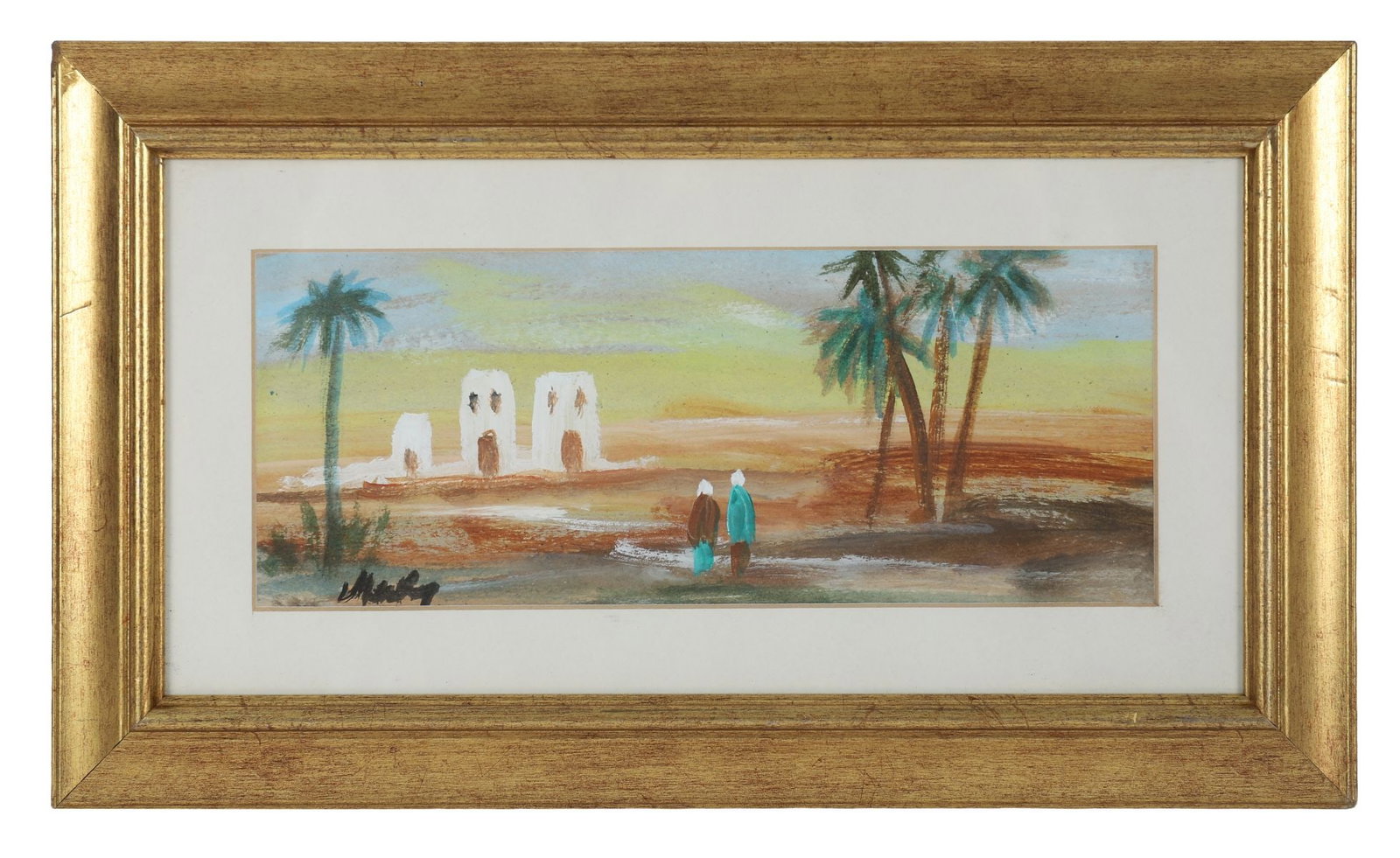 MARKEY ROBINSON (1918 - 1999): Title: Towards the Village, Morocco Medium: Gouache on CardSignature: Signed Lower LeftProvenance: Private CollectionFramed