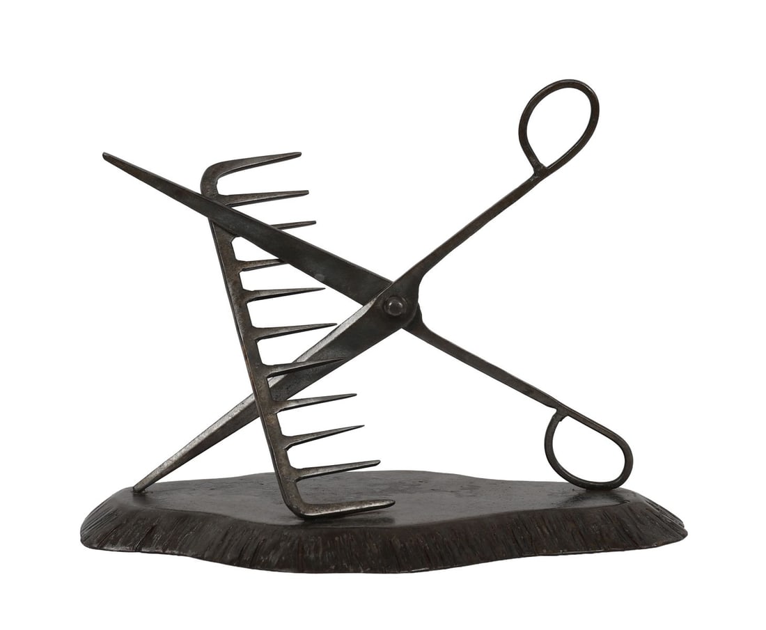 IRISH SCHOOL: Title: The Barber's ToolsMedium: Polished SteelSignature: UnsignedProvenance: Private Collection