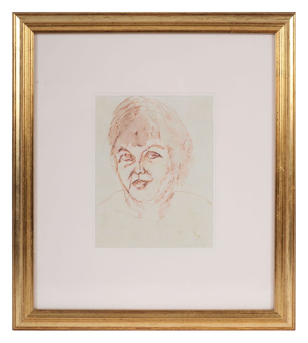 GERARD DILLON RHA RUA (1916 - 1971): Title: Portrait of a GirlMedium: Watercolour and Ink Signature: Indistinctly Signed Lower RightProvenance: Private CollectionFramed