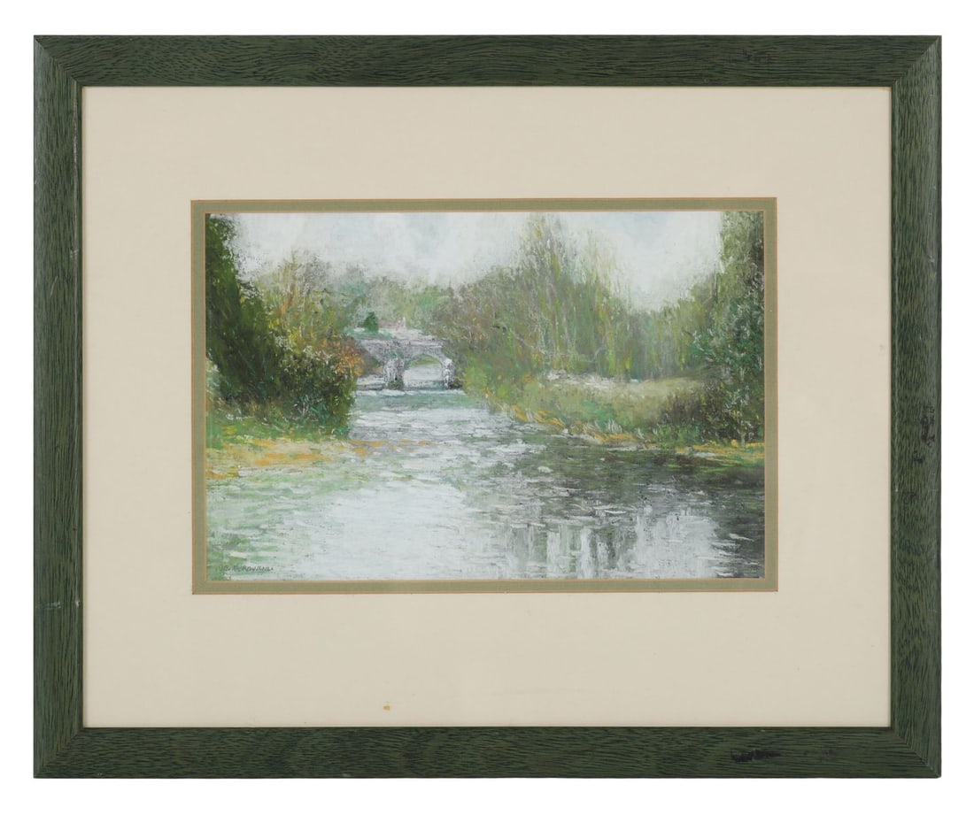 VICTOR RICHARDSON (B. 1952): Title: The Tributary of the Bandon River, Inishannon (1983)Medium: Pastel Signature: Signed Lower Left and Inscribed VersoProvenance: Private CollectionFramed
