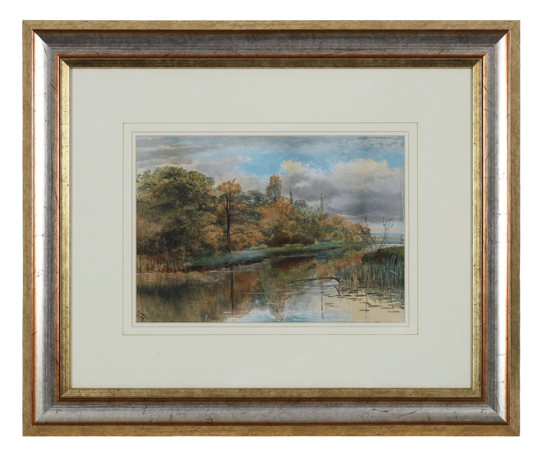 SAMUEL JOHN LAMORNA BIRCH RA RWS RWA (BRITISH, 1869 - 1955): Title: Lily Pads on a River (1889)Medium: WatercolourSignature: Signed and Dated Lower LeftProvenance: Private CollectionFramed