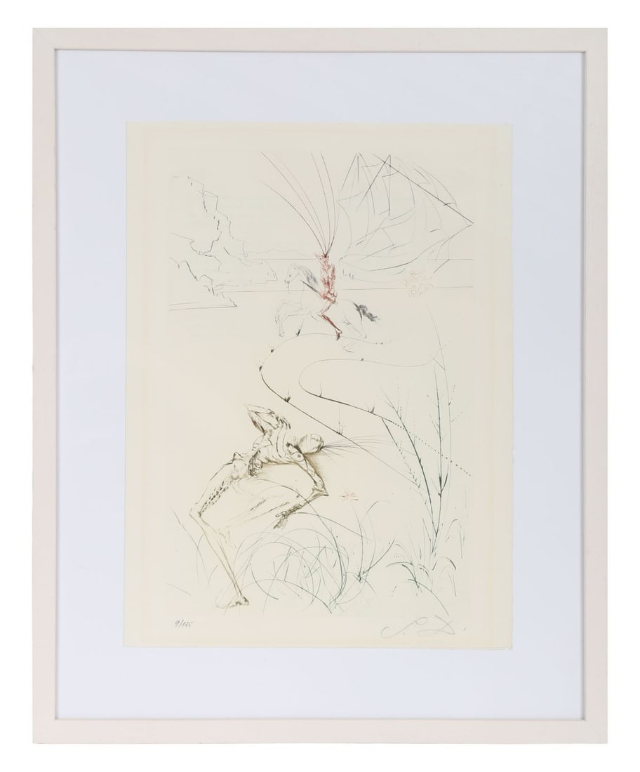 SALVADOR DALI (SPANISH, 1904 - 1989): Title: Tristan's Last Fight (1970)Medium: Limited Edition Coloured Etching (No. 9/125)Signature: Signed Lower Right and Numbered Lower LeftProvenance: Private CollectionLiterature: Field, Albert, The 