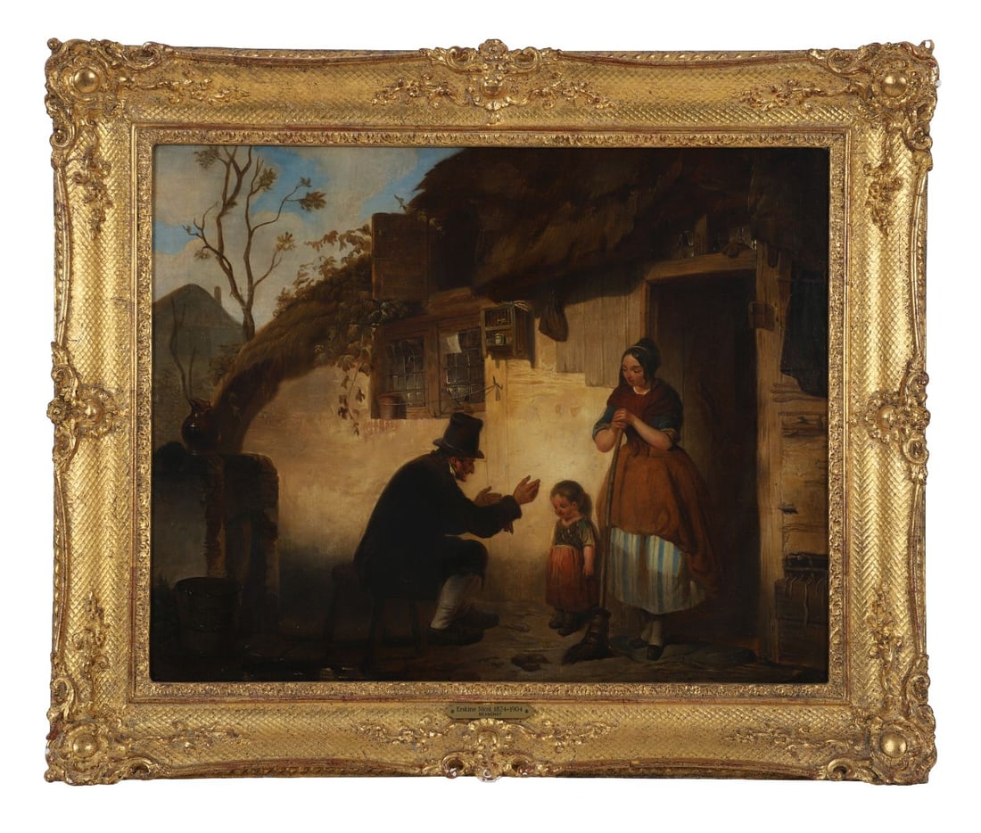 ERSKINE NICOL RSA ARA (1825 - 1904): Title: The Seanchaí (C. 1848)Medium: Oil on CanvasSignature: Unsigned; Inscribed on Labels VersoProvenance: Dillon Antiques, Dublin, Where acquired by the late Brian P. Burns in the Mid - 1980s; Soth