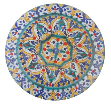 Nineteenth-century polychrome charger by Joseph Theodor: Nineteenth-century polychrome charger by Joseph Theodore Deck, Paris 1823 - 1891 of circular form, with paterae and leaf decoration 31 cm. diameter