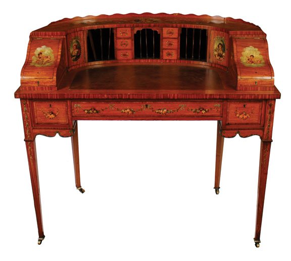 Nineteenth-century period satinwood and painted Carlton: 106 cm. wide