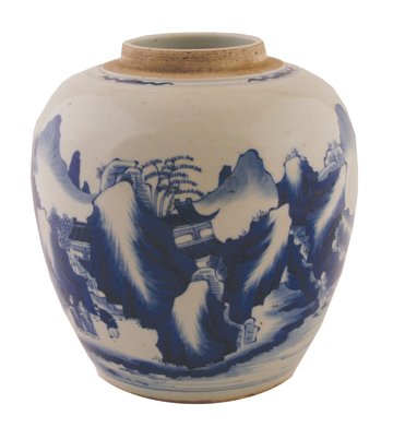 Eighteenth-century Chinese blue and white ginger jar: 22 cm. high