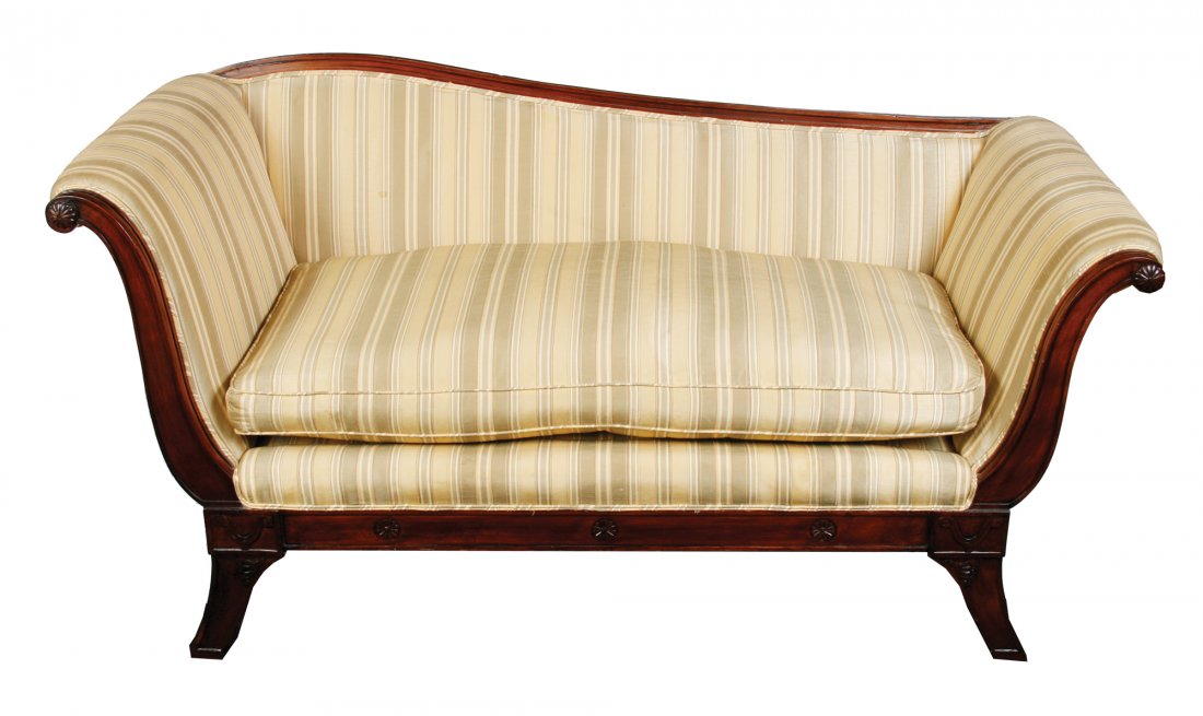 Pair of Edwardian regency style settees: Pair of Edwardian regency style settees