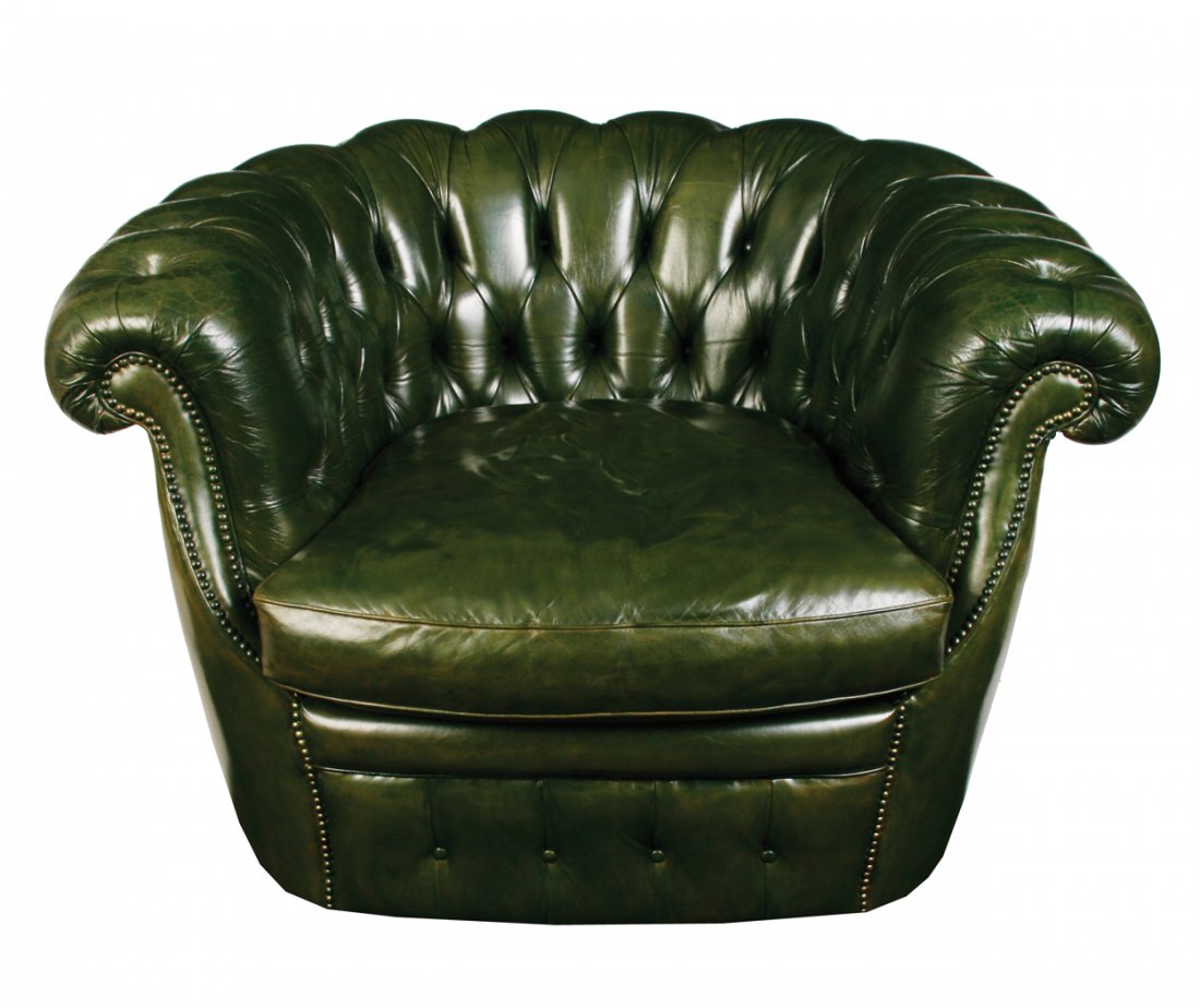Pair Edwardian leather upholstered club armchairs: Pair Edwardian leather upholstered club armchairs
