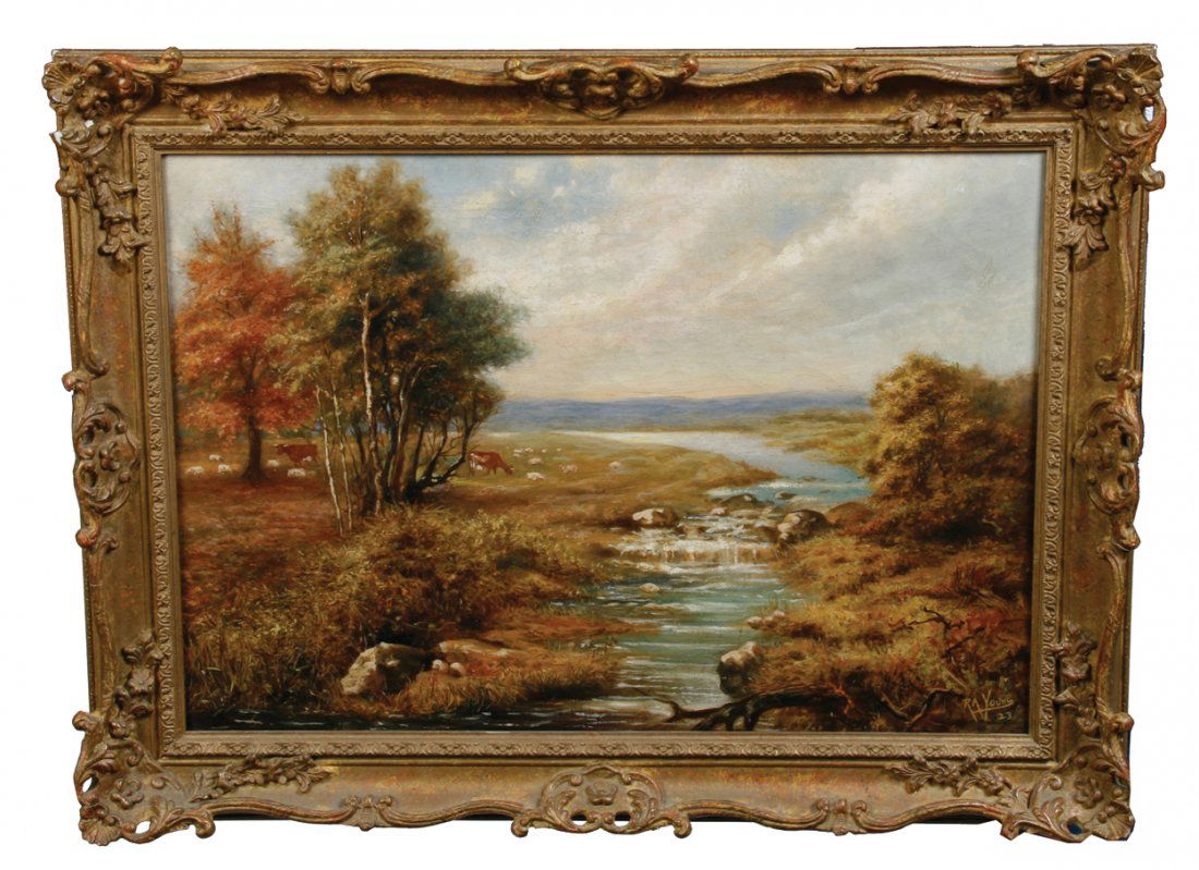 R. A. Young, 1923: R. A. Young, 1923 River landscape, Oil on canvas