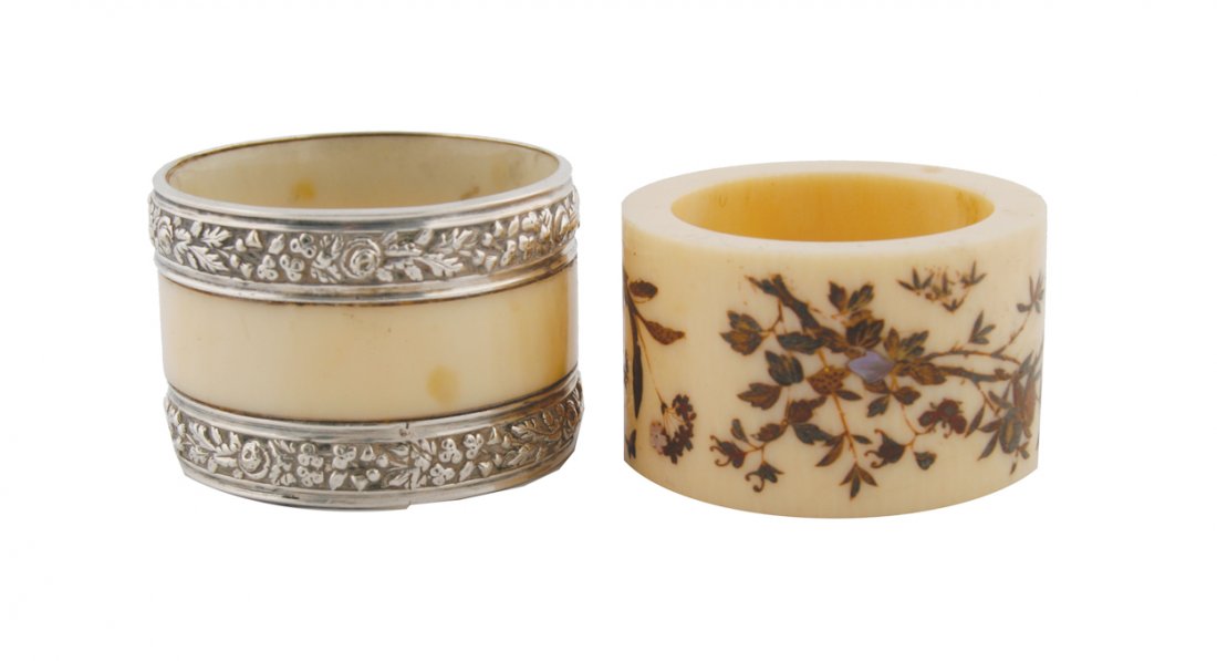 Two ivory napkin rings: Two ivory napkin rings