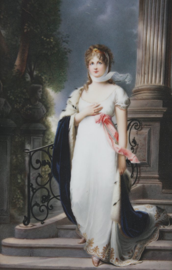 Signed nineteenth-century KPM porcelain plaque: Signed nineteenth-century KPM porcelain plaque depicting Louise Konegin, Queen Louise wife of King William Frederick II of Prussia 24 x 16 cm.