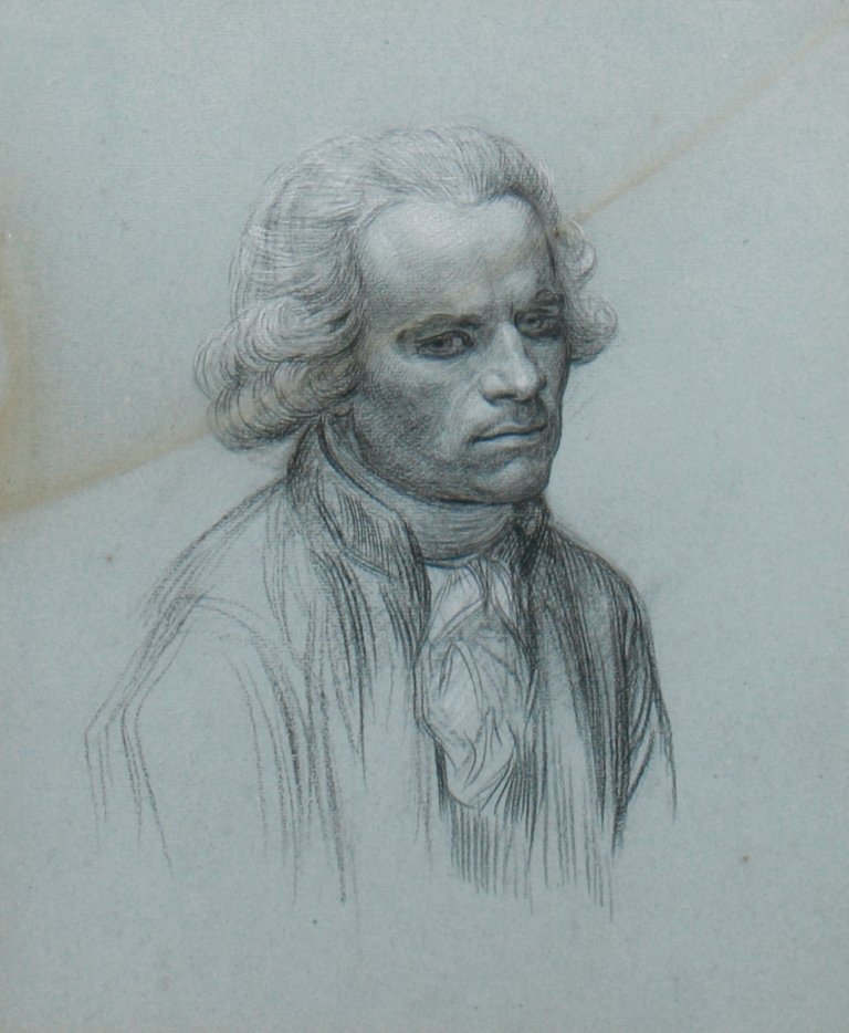 Attributed to John Singleton Copley, R.A., 1738 - 1815: Attributed to John Singleton Copley, R.A., 1738 - 1815 Portrait of a young man facing to the right, Charcoal on grey paper, Copley, one of the foremost portrait painters of the eighteenth-century, was