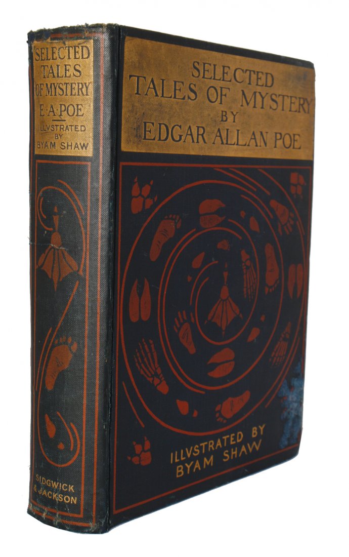 Edgar Allan?POE Selected Tales of Mystery: Edgar Allan?POE Selected Tales of Mystery London: Sidgwick & Jackson, 1909 First edition. Frontispiece and 15 coloured plates by Byam Shaw. Original blue pictorial cloth. Top edge gilt. Cover a little