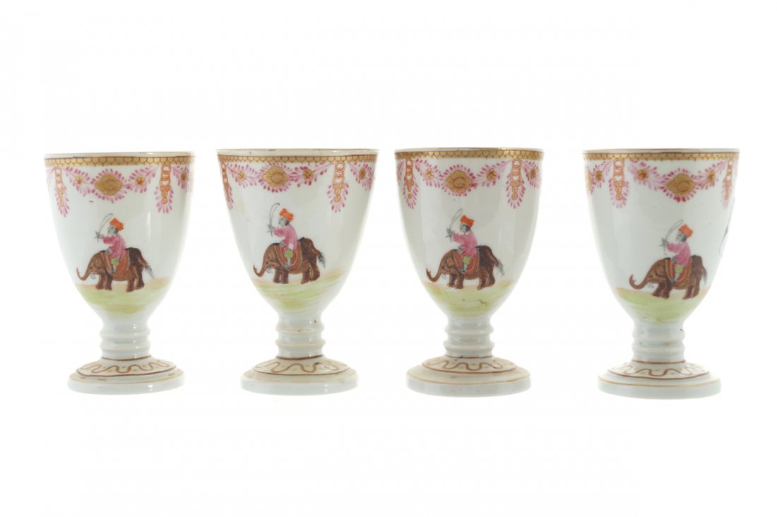 Set of four early nineteenth-century porcelain egg: with polychrome decoration Worldwide shipping available: shipping@sheppards.ie Each 8 cm. high