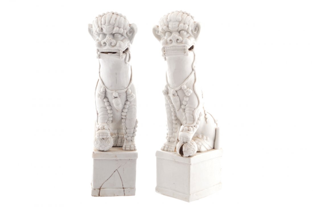 Pair of eighteenth-century Chinese Blanc de chine fo (1 of 1)