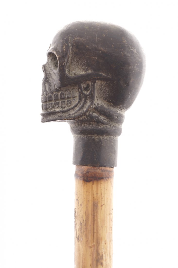 Nineteenth-century bronze skull handled walking stick (1 of 5)