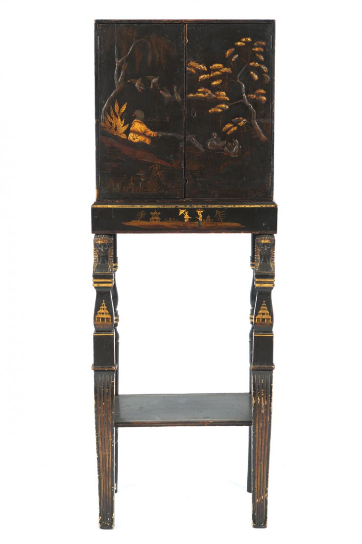 Regency period lacquered specimen chest on stand (1 of 6)