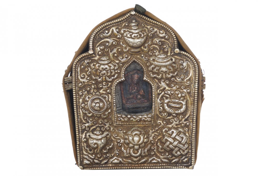 Nineteenth-century Tibetan silver cased travelling (1 of 6)