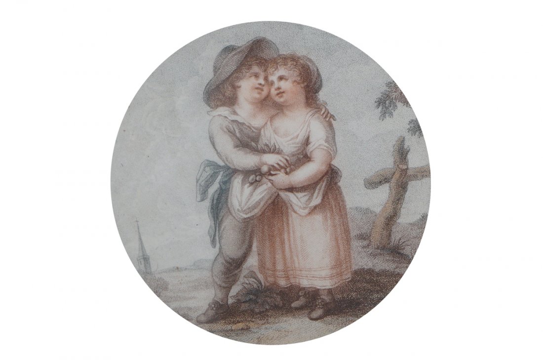 PAIR OF EIGHTEENTH-CENTURY FRANCESCO BARTOLOZZI: PAIR OF EIGHTEENTH-CENTURY FRANCESCO BARTOLOZZI ENGRAVINGS each depicting Young Love, enclosed in a circular gilt frame Direct all shipping enquiries to shipping@sheppards.ie Each 11 x 11 cm.