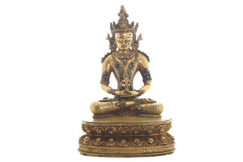 Chinese Qing period gilt bronze Buddha (1 of 2)