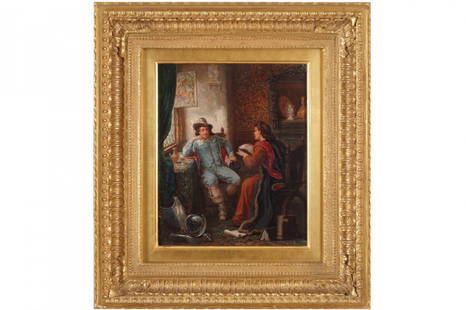 Attributed to Robert Alexander Hillingford, (English,: Interior scene Oil on canvas Worldwide shipping available. All queries must be made to shipping@sheppards.ie prior to 29 February 2016.