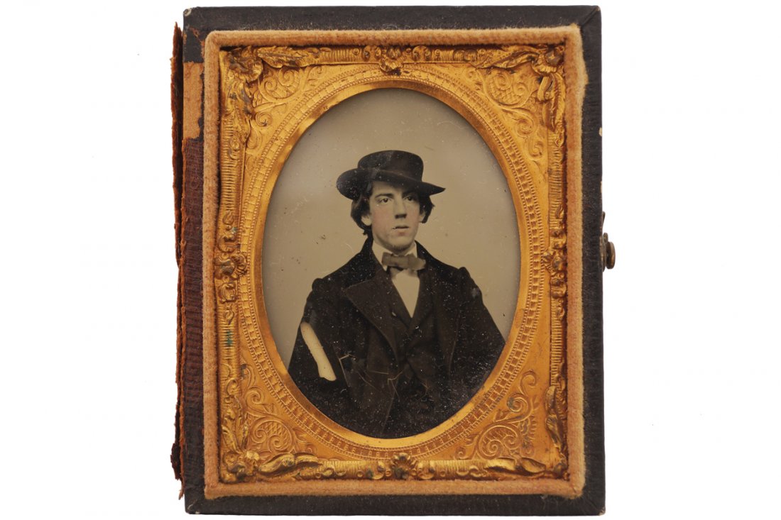 Cased ambrotype possibly of Oscar Wilde, circa 1880: Provenance: Private American collection Worldwide shipping available. All queries must be made to shipping@sheppards.ie prior to 29 February 2016.