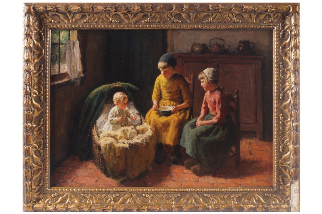 BERNARD POTHAST (DUTCH, 1882-1966): BERNARD POTHAST (DUTCH, 1882-1966) A young family Oil on canvas Signed 61 x 86 cm. Worldwide shipping available. Contact shipping@sheppards.ie for quotes prior to auction.
