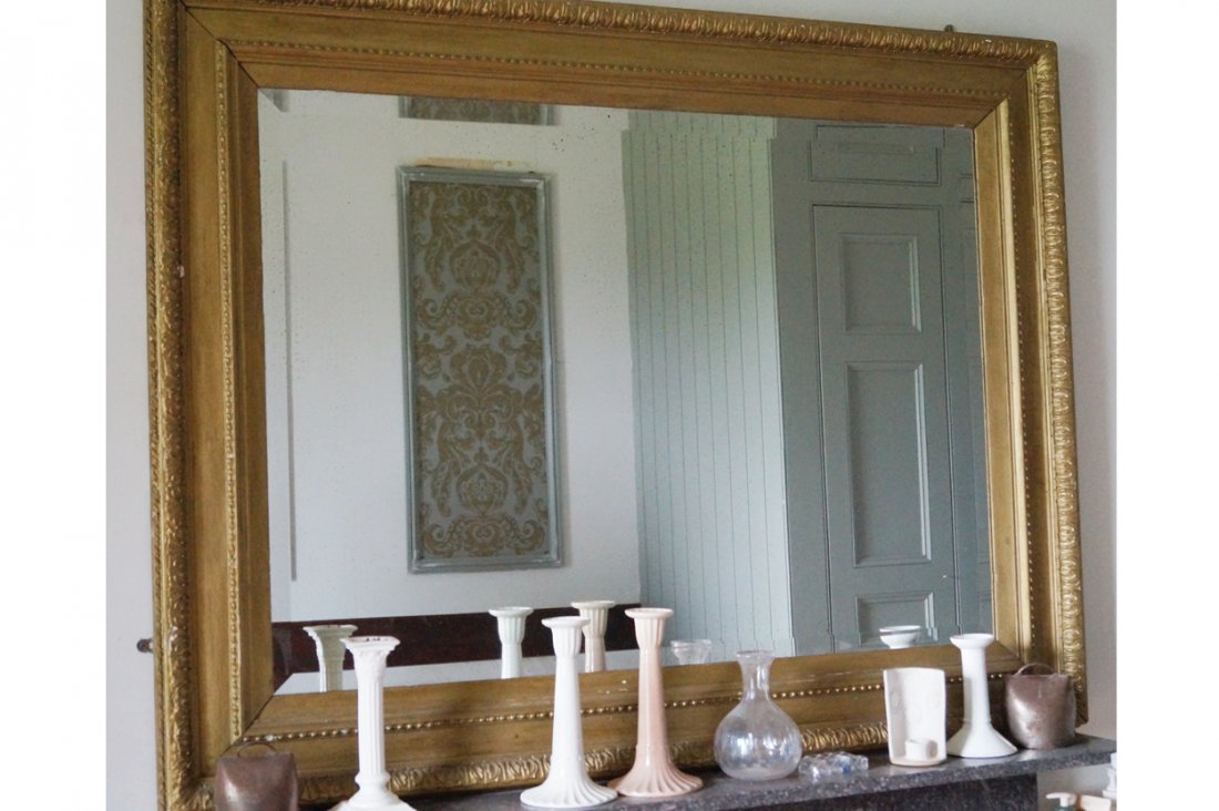 NINETEENTH-CENTURY GILT FRAMED OVER MANTLE MIRROR (1 of 1)