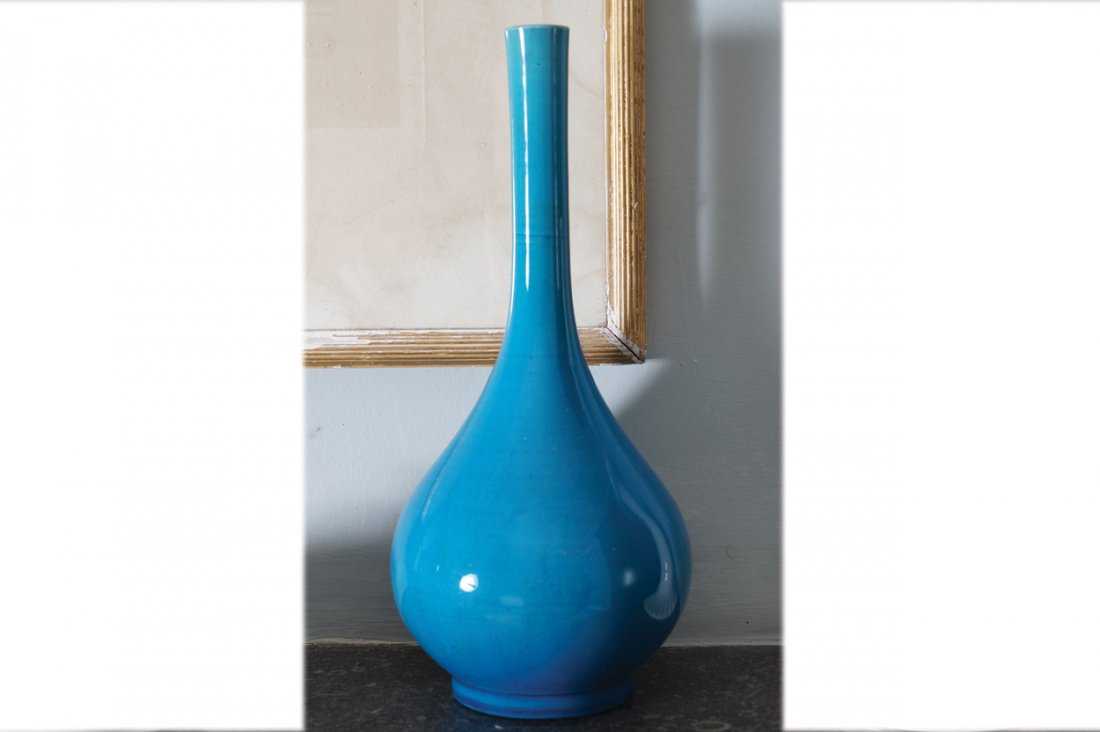 FAIENCE BLUE GLAZED VASE (1 of 1)