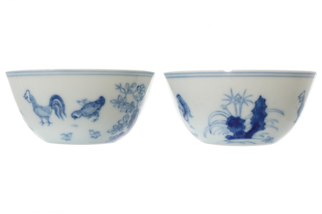 PAIR OF CHINESE BLUE AND WHITE CHICKEN CUPS (1 of 6)