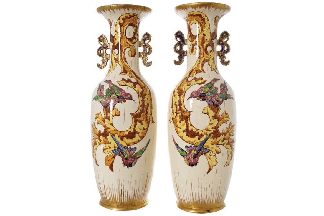 PAIR LARGE NINETEENTH-CENTURY JAPANESE BALUSTER VASES (1 of 4)