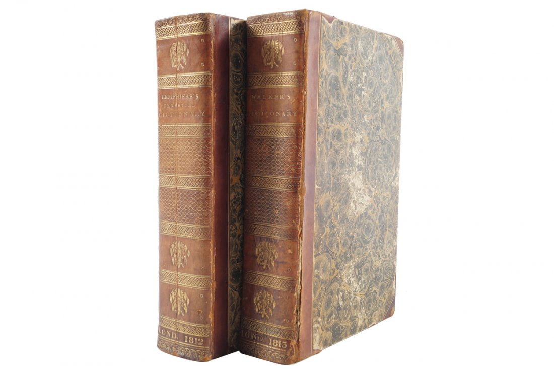 JOHN WALKER. A CRITICAL PRONOUNCING DICITONARY.: JOHN WALKER. A CRITICAL PRONOUNCING DICITONARY. Cadell, London 1813. J. LEMPRIERE. A Classical Dictionary. Cadell, London 1812. Half calf, marble boards with gilt spines. (2)